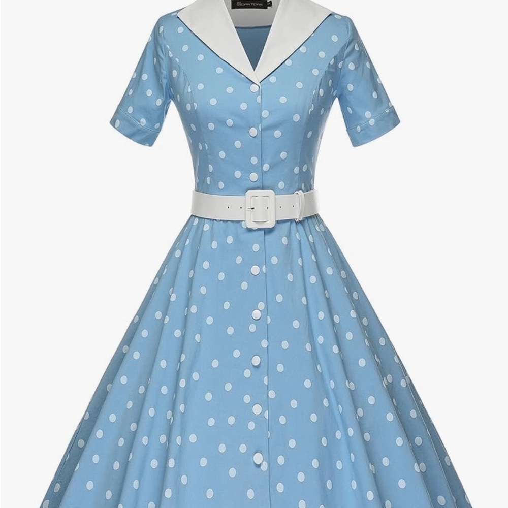 1950s polka dot dress with belt